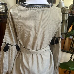 Striped Tunic Dress with Tassel Details